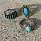 Vintage Navajo Zuni Persian Turquoise Sterling Silver Rings Size 6 925