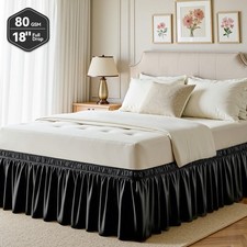 AzulHome Black Bed Skirts Dust Ruffle for King Size Bed, 18 inch Tailored Drop