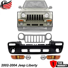 Front Bumper Cover & Upper Grille & Fog Light AssemblyFor 2002-2004 Jeep Liberty
