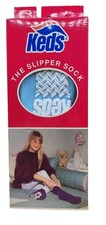 Vtg GIRL'S Light Blue KEDS SLIPPER SOCKS Made In The USA One Size Fits All