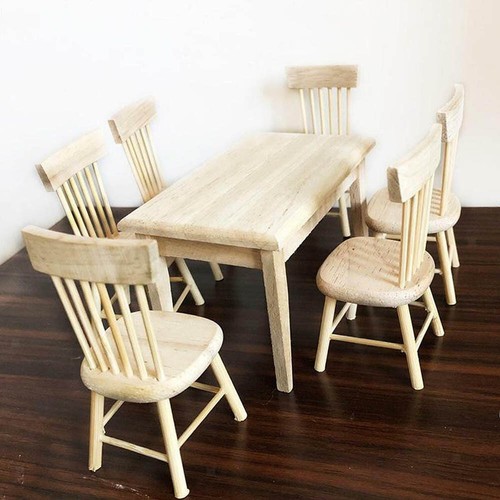 1:12 Dollhouse Miniature 4pcs Chair / 6pcs Chair Table Furniture Ornament Kids - Picture 10 of 25