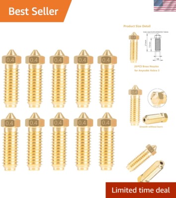 10PCS 0.4mm Brass Nozzles Kit for Anycubic Kobra 3 & S1 - High-Speed Printing