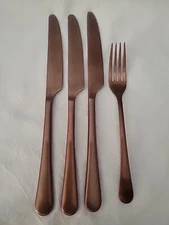 Hanford Forge HF Copper Flatware 3 Knives 1 Fork