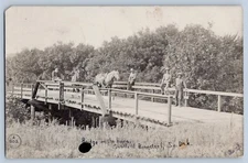 Bonesteel South Dakota SD Bridge Ponca Men Horses Real Photo Postcard RPPC 1909