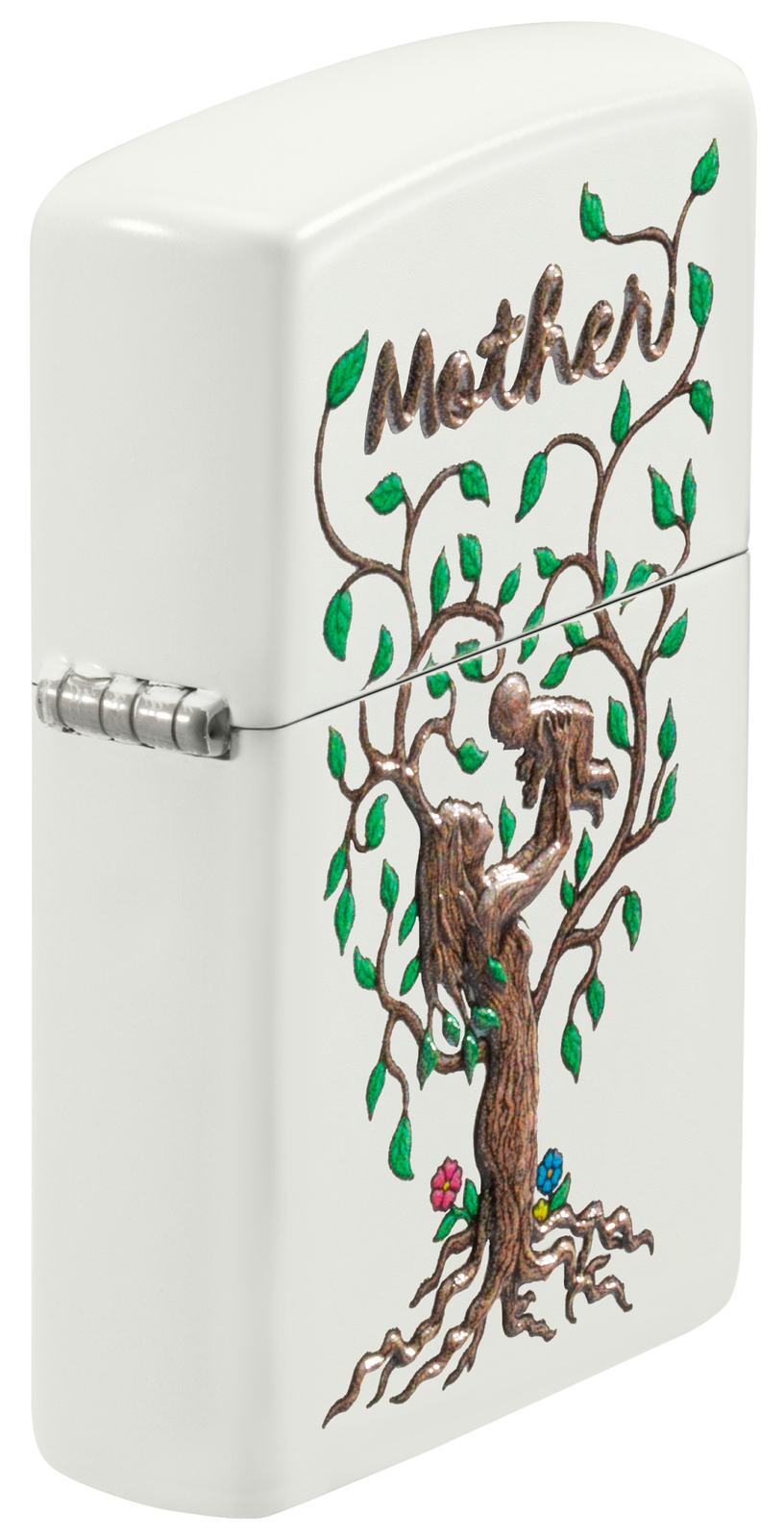Zippo Holiday Exclusive Mother Tree Design White Matte Windproof Pocket Light...