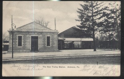 Postcard-Ardmore Pa-Early 1900s Neu Trolley Stopp Station Buiding 1906