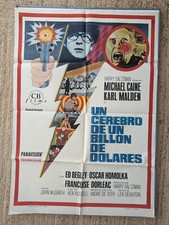 BILLION DOLLAR BRAIN MICHAEL CAINE 1968 original movie poster Spanish  '60s COOL