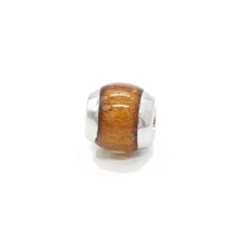 925 Sterling Silver Natural Hawaiian Koa Wood Pendant - Puka Barrel