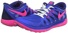 Nike Size 7Y Free 5.0 Running Shoes 64446-400 Hyper CobaltPink Pre-Owned