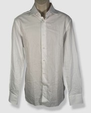  595 Ermenegildo Zegna Men's White Trofeo Long-Sleeve Dress Shirt Size 16.5 / 42
