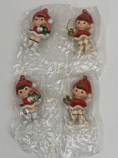 Lot 4 Vintage Celluloid Elves 2 3/4" tall NEW Old Stock Hong Kong