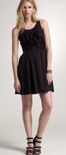 J.CREW Black Honore Dress Ribbon Rhinestone Ruffle LBD Shift Pockets #27248 Sz 4