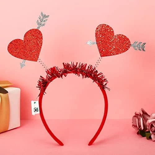 Led Light Up Headband Love Heart Sequin Hair Band Hoop Valentine s