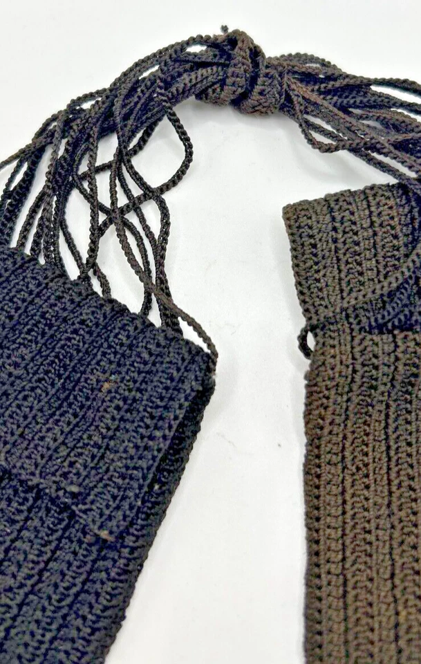 Victorian Black & Brown Pauper's Beggar's Miser Purse Steel Cut Bead Tassels JCS - Image 4 of 4