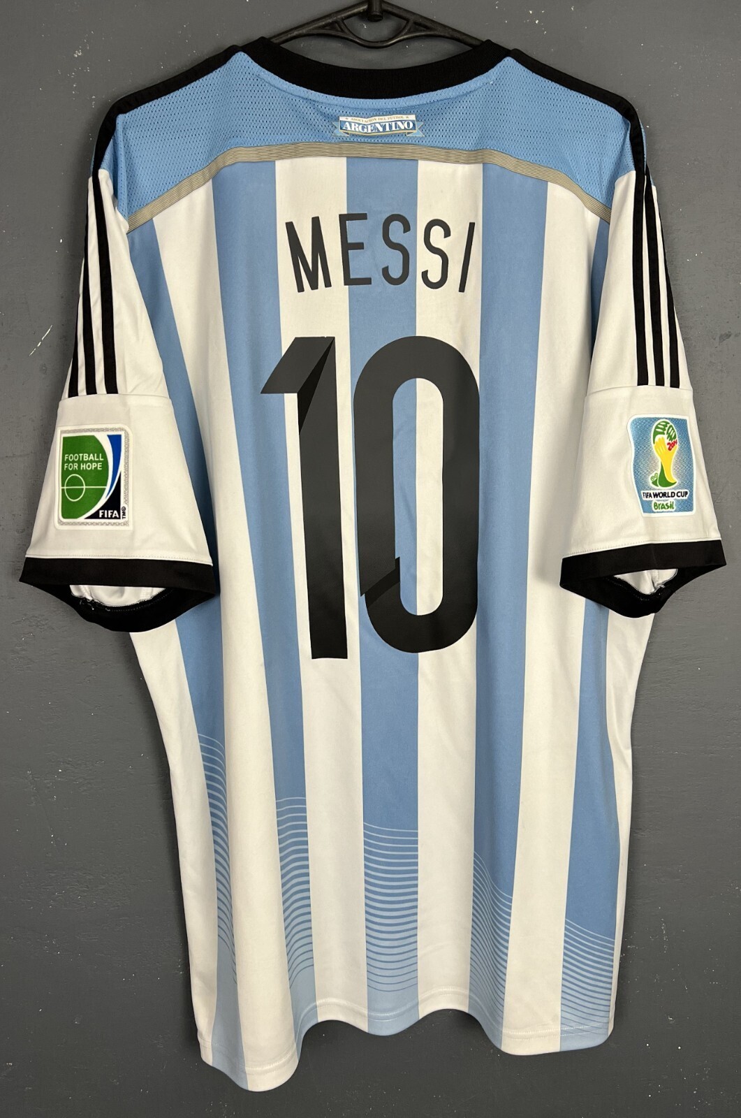 MENS LEO MESSI ARGENTINA NATIONAL 2013/2014 SOCCER FOOTBALL SHIRT JERSEY SIZE XL