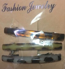 Set of 3 Hair Barrettes 2.5in Tortoise Shell Look Secure French Clasp U pick