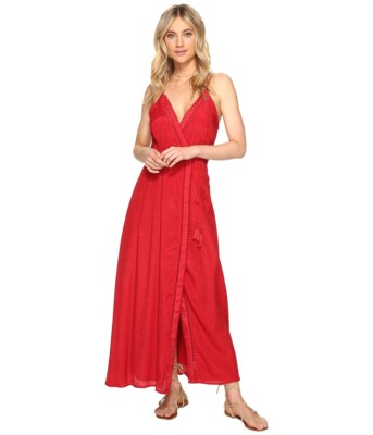 T！ The Jetset Diaries 171659 Womens Regla Midi Wrap Dress Crimson