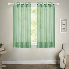 JUNELILY Sheer Window Panels For Home Decor Living Room Bedroom - Green 53 x 63"