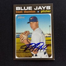 TRENT THORNTON Signed Autograph 2020 Topps Heritage Baseball Card Blue Jays #294