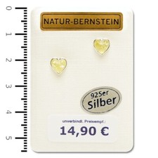 Natur Bernstein Ohrstecker 'Herz' zitrone modern 90437z