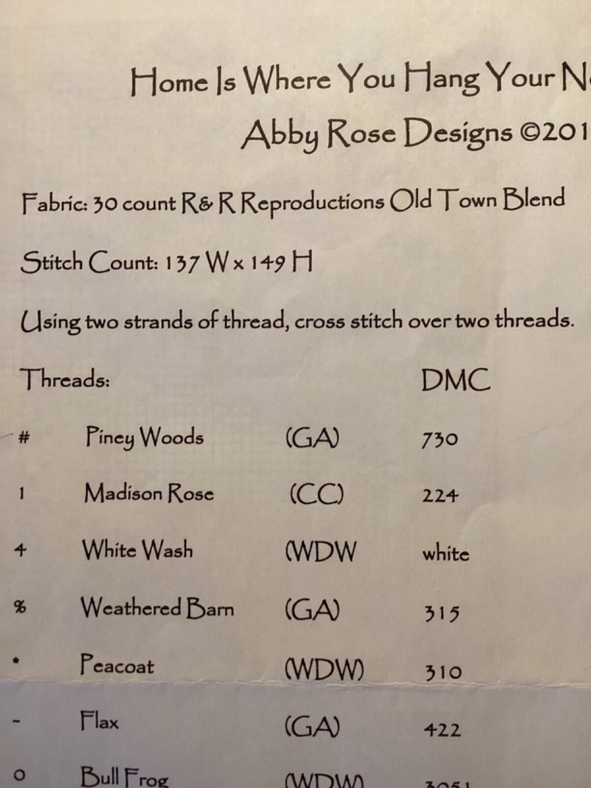 CHART PATTERN Needleworkers Home Cross Stitch Sampler NEW Abby Rose