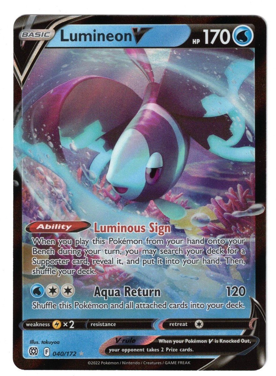 lumineon pokemon card value POKEMON LUMINEON V 040/172 BRILLIANT STARS ULTRA RARE HOLO SEE SCANS FOR  GRADE