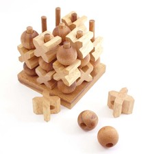 3D Tik-Tak-Toe Holz Puzzle Knobel IQ-Spiel