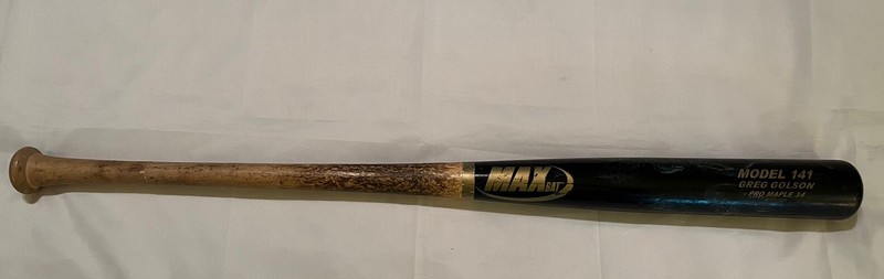 Greg Golson “Game-Used” New York Yankee MAX Model 141 Maple 2-tone (Cracked) Bat