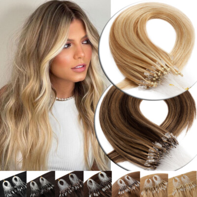 Thick Micro Ring Loop Tip 100% Remy Human Hair Extensions Micro Bead/200PCS Link
