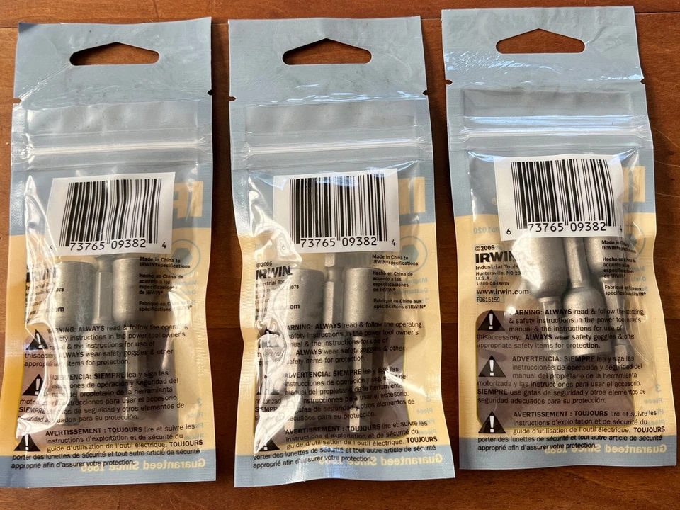 Lot 3 Irwin Nut Driver 3 Packs 8 mm Magnetic Nutsetter, 1-7/8", 1/4" Hex Shank - Image 3 of 4