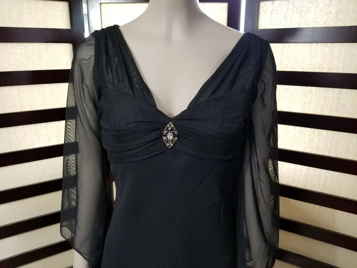 De colecci n a os 90 S.L. Vestido negro Fashions Petites con mangas de gasa ngel talla 8
