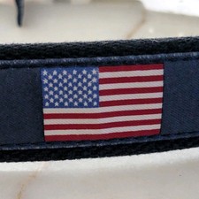 Vineyard Vines Boys Size 26 American Flag Canvas Club Belt Leather Brass Buckle