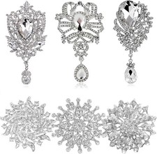 Ezing 6 Pcs Rhinestone Crystal Brooch Set for Wedding Bridal Bouquet Jewelry...