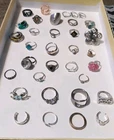Vintage Costume Jewelry Ring Lot Of 33 Mix Child/Adult Size Rings