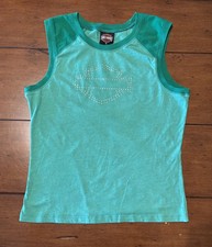 Harley Davidson Women's Bling Logo Tank Top Green Size XL Waco Texas Made In USA