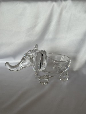 Art Vannes Le Chatel France Crystal Glass Candy Dish Elephant Trunk