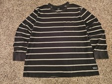 Levis Thermal Sweatshirt Relaxed Fit Mens XL Chest Pocket Striped Pine Green 