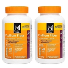 Pack Of 2 Member's Mark Fiber Capsule 100% Psyllium 400 Ct (Total 800) Fast ship