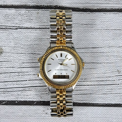 #ad Pulsar Alarm Chronograph Quartz Men#x27;s Watch V041 7030 $53.95