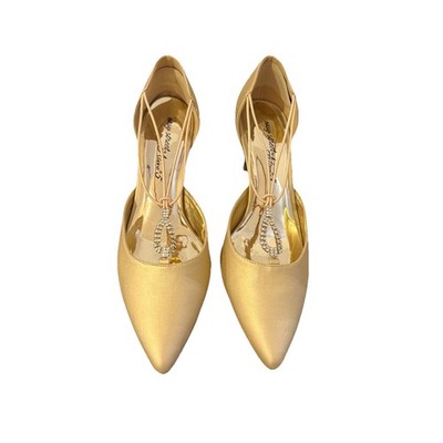 Easy Street Women's Moonlight Alive @ 5 Low Heel Shoes Size 9.5 WIDE Gold Satin