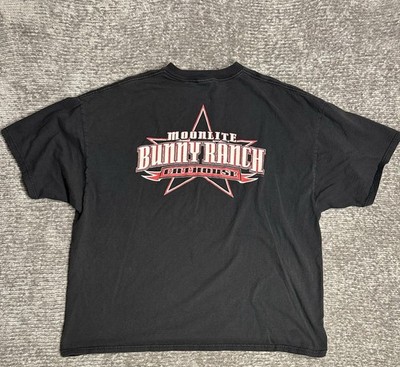 VINTAGE HBO Cathouse Moonlite Bunny Ranch 2006 Graphic T-shirt Men 3XL Black Y2K