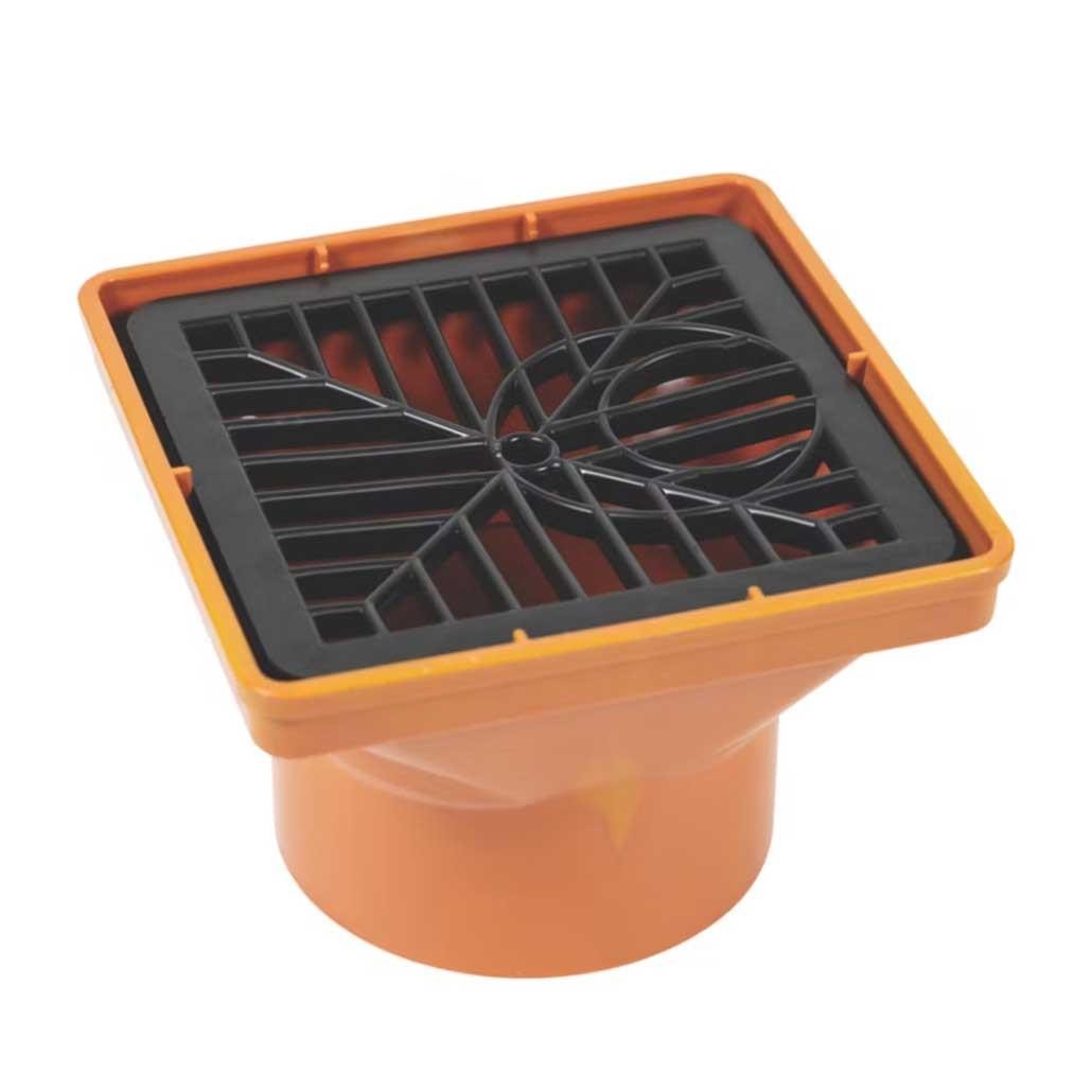 110mm Square Hopper & 150x150mm Grid For Underground Drainage FloPlast D504