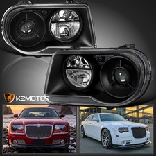 Fits 2005-2010 Chrysler 300c Black Halogen Projector Headlights Lamps Leftright Fits 2005-2010 Chrysler 300c Black Halogen Projector Headlights Lamps Leftright