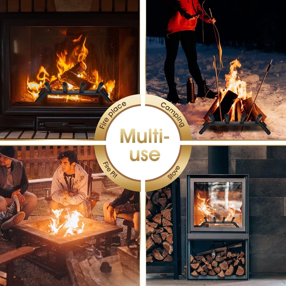 Rejilla de chimenea con retenedor de brasas, chimenea hogar estufa de leña estante de combustión  Foto 4 de 4