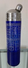 VINTAGE ART DECO COBALT GLASS SKYSCRAPER RECIPES COCKTAIL SHAKER 1930s CHASE ERA