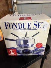 Roshco Fondue Set: Stainless Steel w/6 Forks