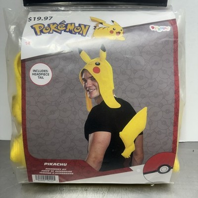 Pikachu Adult Costume Accessory Kit NEW Pokemon Headpiece Tail One Size NEW