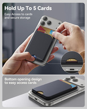 for Magsafe Wallet, 5 Cards Holder with Stand, Magnetic Phone Wallet Stand fo...