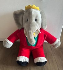 BABAR Elephant Vintage Macy's Exclusive 1988 GUND plush CHRISTMAS Red Green 15  