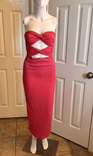 SHEIN Women’s Strapless Cutout Midi Dress Pink Textured Size S (US 4/EU 36)